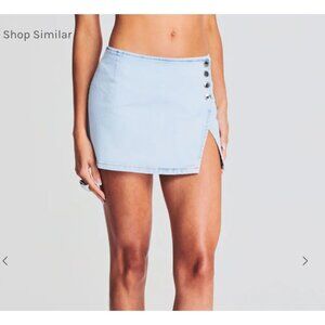 Retrofete Kayden Micro Mini Denim Skirt in Vivid Light Wash Size 28